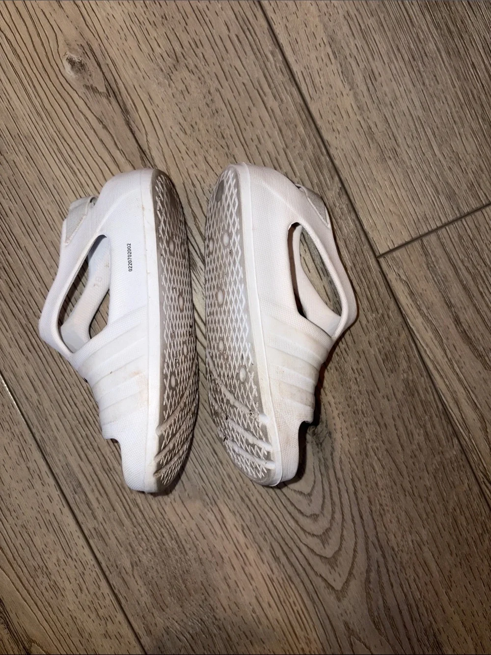 adidas White Kids Slip-On Open-Toe Sandals with Black Logos